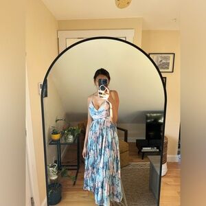 ASTR the label blue multi Maeve midi dress